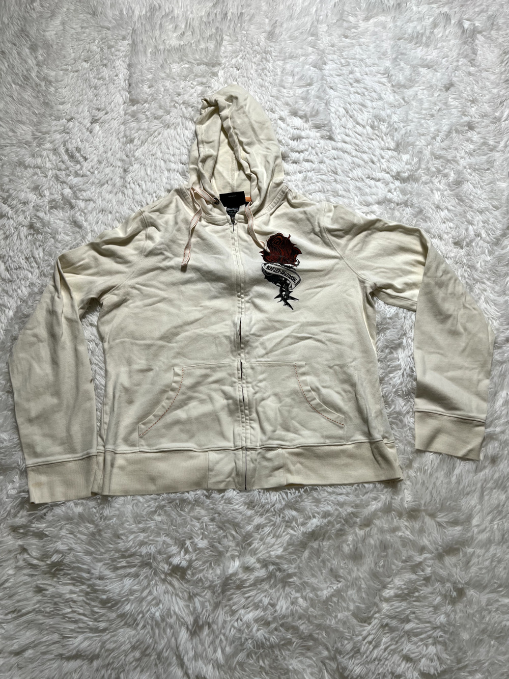 Vintage Women’s Harley Davidson Full Zip Hoodie With Stitched Graphics
